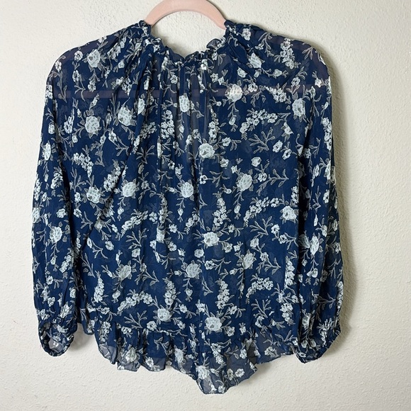 Ulla Johnson Rosine 100% Silk Sheer Blouse Top In Azure Blue size 0 - Picture 5 of 15